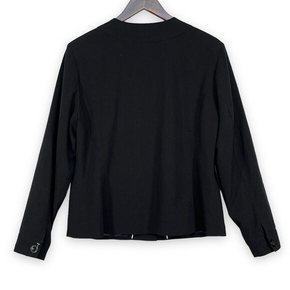 Chico's Women Size 2 (US L/12) Black Blazer Fully‎ Lined Career Office Buttons - Picture 2 of 12
